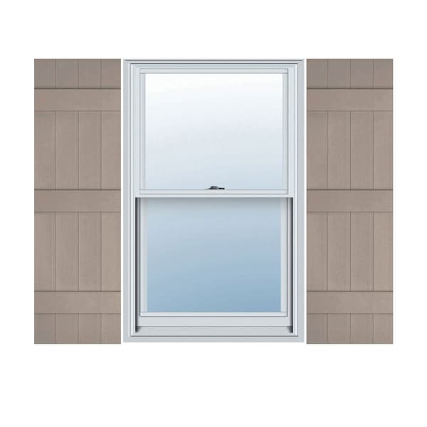 Ekena Millwork Lifetime Vinyl, 4 Board Joined (3 Batten), Board-n-Batten Shutters, w/Shutter Loks, LJ4C14X06600CL, PR LJ4C14X06600CL - main